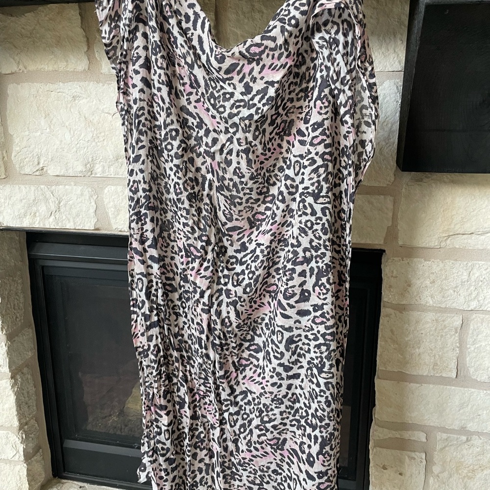 AllSaints Leopard Print Scarf- Pink & Black